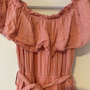 Lulus coral ruffle off the shoulder maxi dress